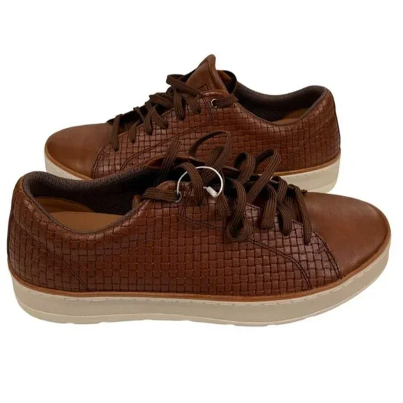 Geox Men's Ariam C Woven PR. Buff Brown Cotto Leather Sneaker U925QC_06R1J Sz 12 - Picture 2 of 11
